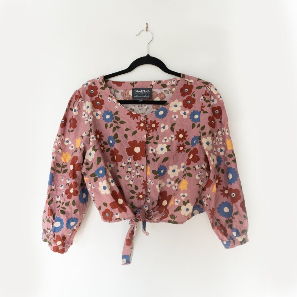 ModCloth x Princess Highway Floral Tie-Front Blouse Size 16
